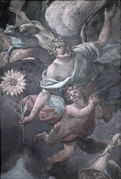 Detail: Putto, Engel mit Sonnenblume, Aufn. Roden, Bruno von &
Bohlen, Maria, 1943/1945
