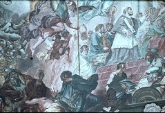 Ausschnitt links: Erzengel Michael stürzt Arius und die
Götzenpriester, 1943/1945
